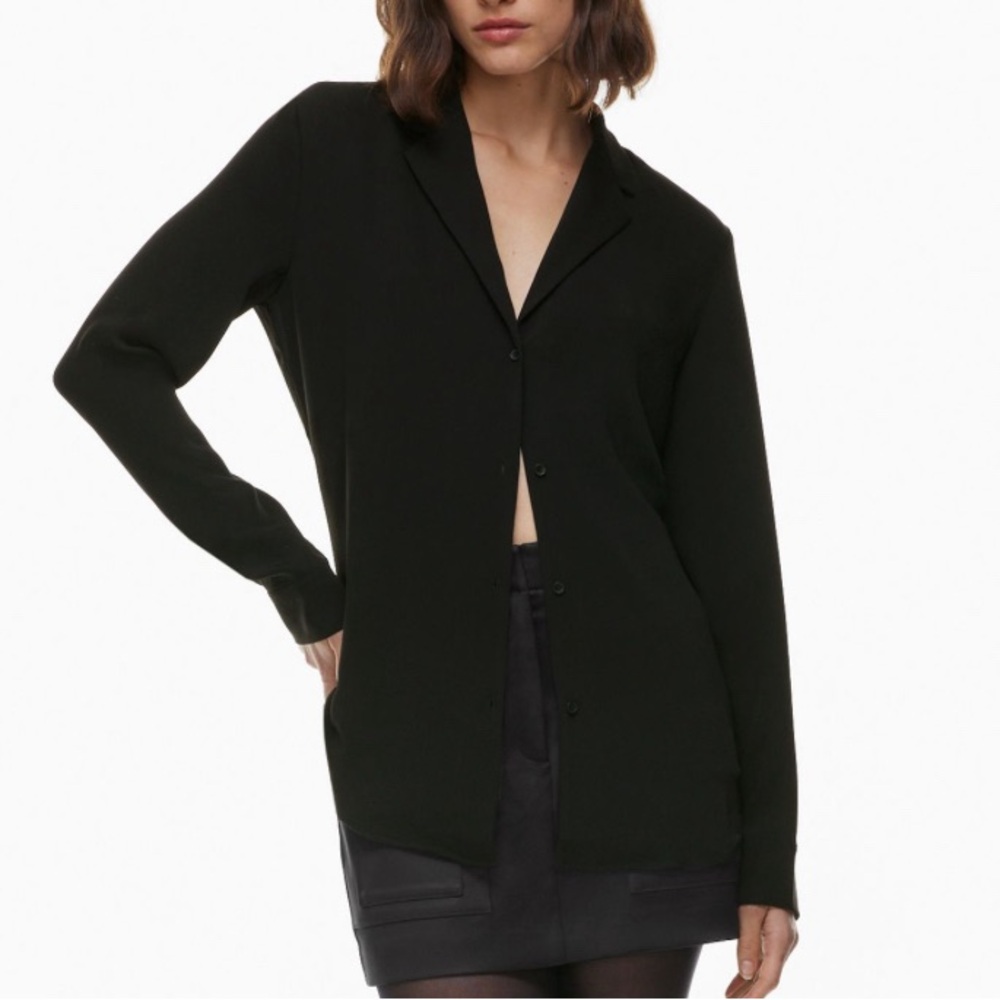 Brand new!! Aritzia Babaton ‘Monocle’ black satin shirt